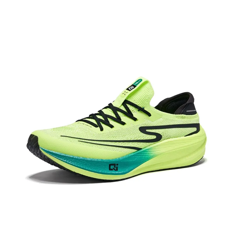 Erke Dust 3.0 Cushioning Rebound Low-Top Running Shoes Men's Fluorescent Glossy Finish Green Jet Black-2