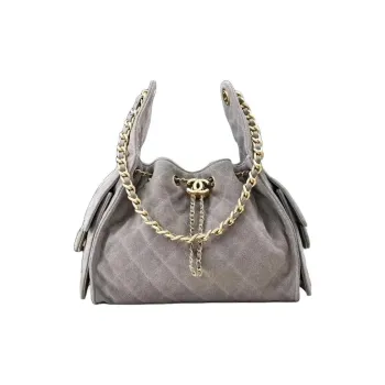 CHANEL 25Bag Suede Leather Handbag, Shoulder Bag Trumpets Women's Gray