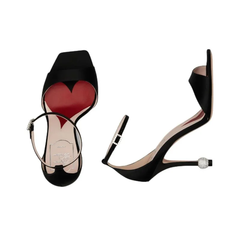 Roger Vivier Embellished Satin Heel Sandals Women's-3