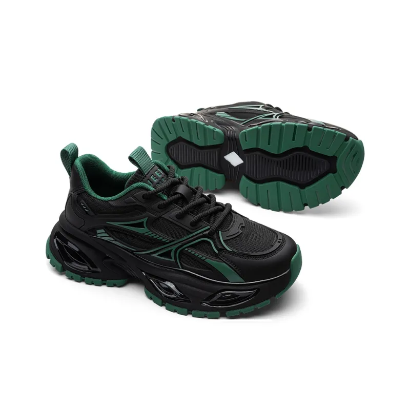 JEEP SPIRIT Anti Slip Wear Resistant Breathable Height Increasing Low Top Chunky Sneakers Men's Bamboo Leaf Green-2