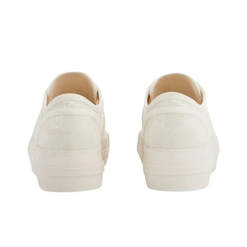 GUCCI Low Top Canvas Shoes Women's White-4