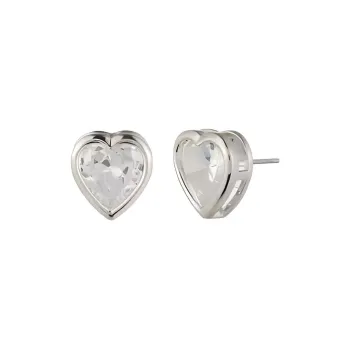 Givenchy Crystal Titanium Column Metal Stud Earrings Unisex Silver