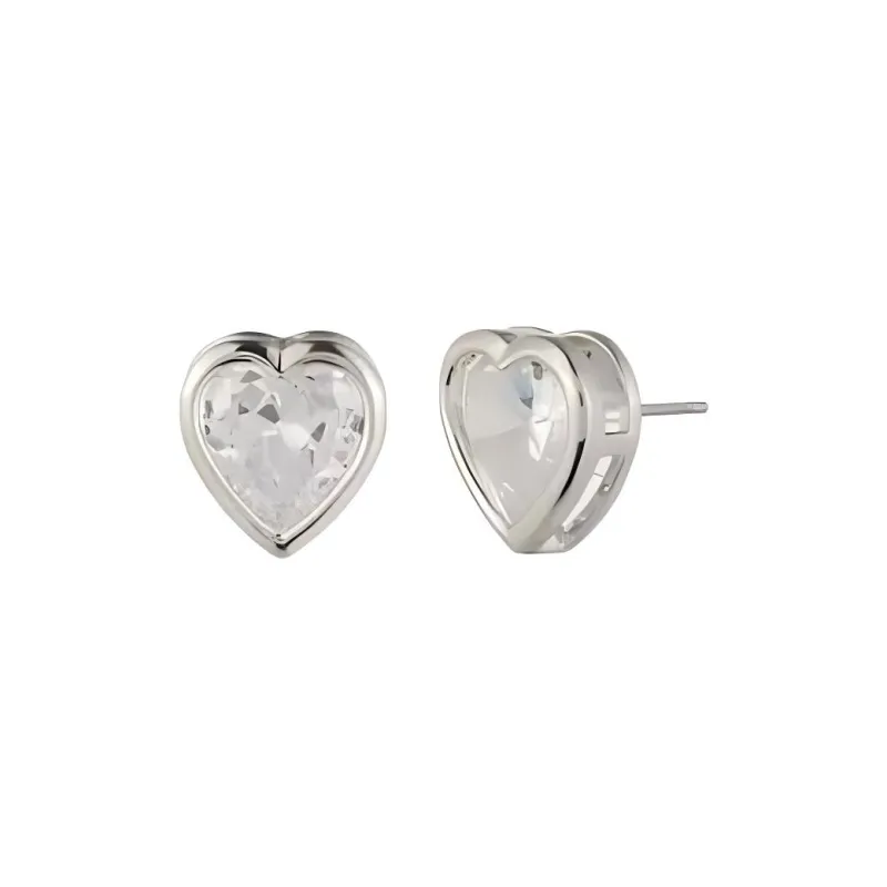 Givenchy Crystal Titanium Column Metal Stud Earrings Unisex Silver-0
