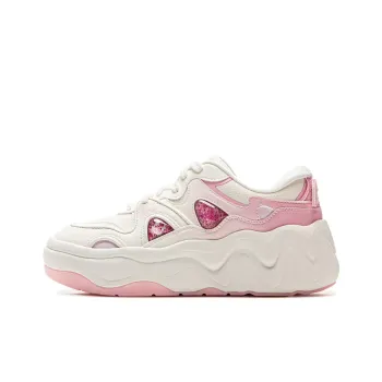 Disney x LiNing Cheese 3.0 Anti Slip And Wear Resistant Height Increasing Low Top Skateboard Shoes Women's White Pink