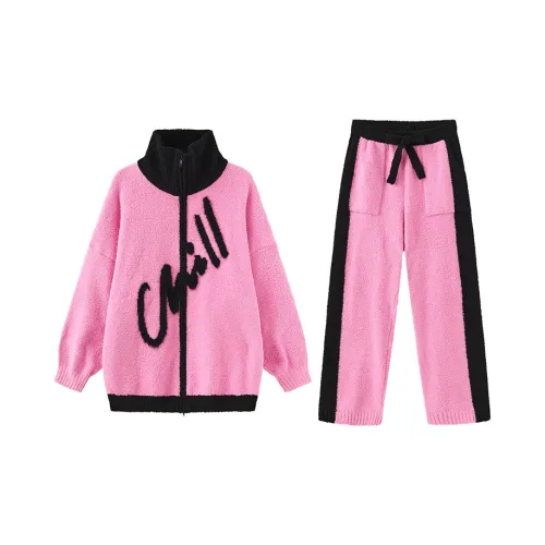 WILD ROOMS Fall And Winter Pajama Set Unisex Pink