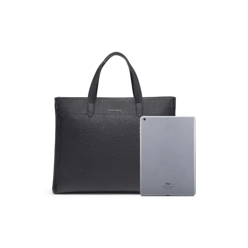 Chrisdien Deny Cow Leather Briefcase Regular Men's Black-3