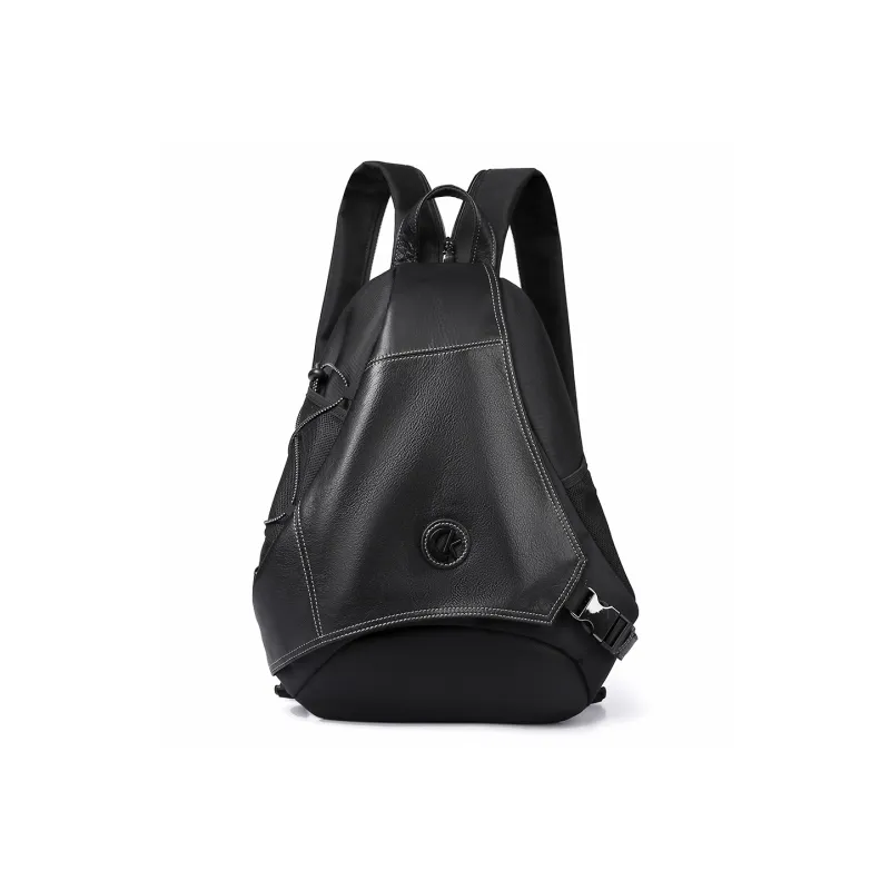 Ceion Keust Top Grain Cow Leather Backpack Regular Unisex Gray/Black-7