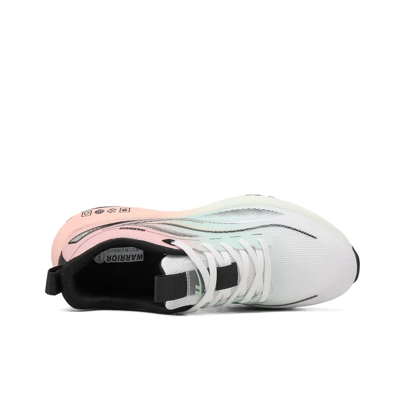 Warrior Cushioning Abrasion Resistant Breathable Low Top Casual Running Shoes Men's Gray Green Pink-3