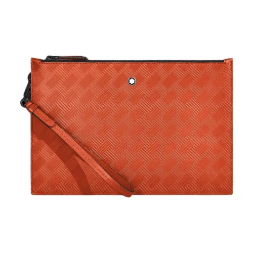 MONTBLANC Cow Leather Clutch Unisex Golden Orange Red