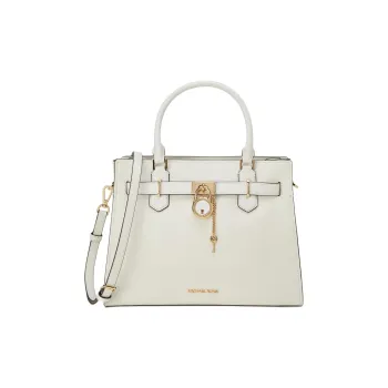 MICHAEL KORS Nouveau Hamilton Cow Leather Handbag, Crossbody Bag Medium Size Women's White