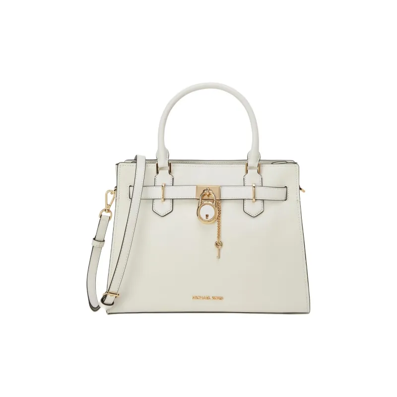 MICHAEL KORS Nouveau Hamilton Cow Leather Handbag, Crossbody Bag Medium Size Women's White-0