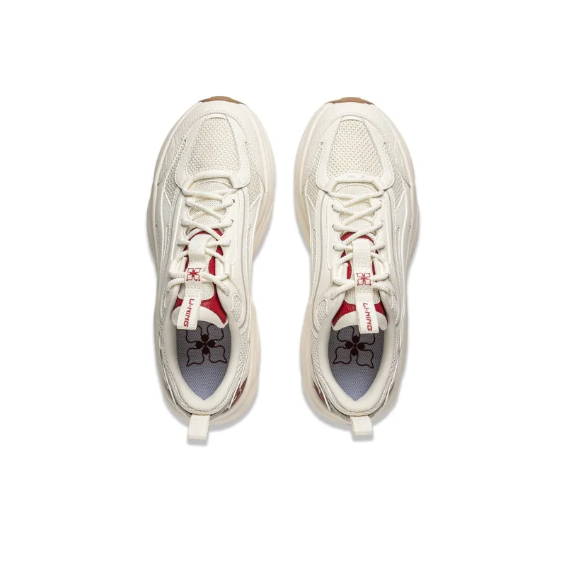 LiNing Coconut Milk Cushioning, Slip Resistant, Abrasion Resistant Support Low Top Casual Shoes Men's White Red-3