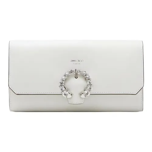 Jimmy Choo Buffed Calfskin Handheld Shoulder Bag Crossbody Bag Wallet Women's Latte/Silver