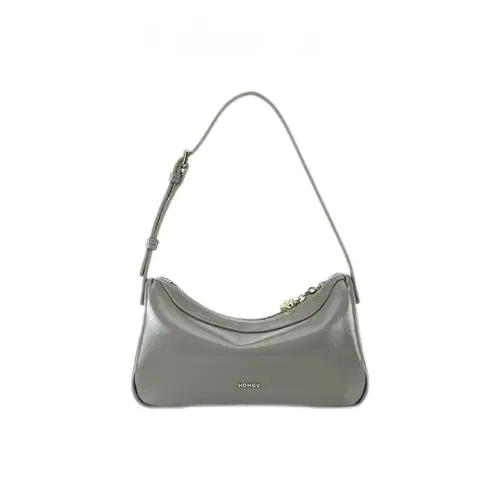 HONGU Cow Leather Crossbody Bag Shoulder Bag Small Size Women's Light Gray/Ecru/Pitch Black