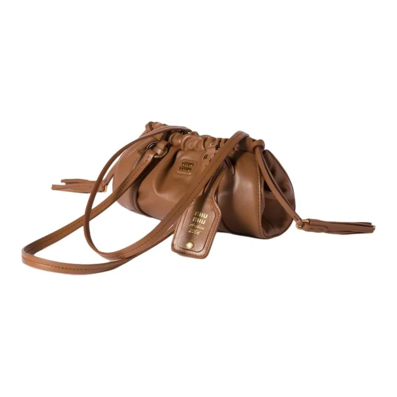 MIU MIU Leather Shoulder Bag Mini Women's Cognac-1