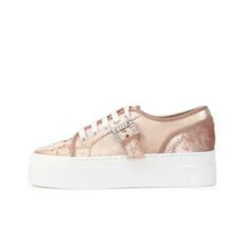 SERGIO ROSSI SR Twenty Buckle Low-Top Skateboard Shoes 5cm Women's Pink