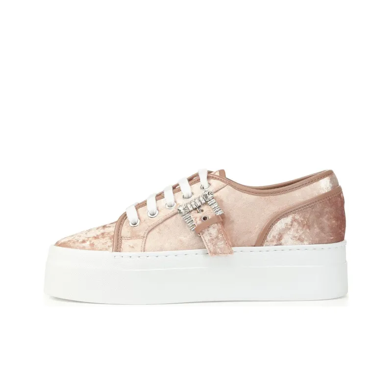 SERGIO ROSSI SR Twenty Buckle Low-Top Skateboard Shoes 5cm Women's Pink-0