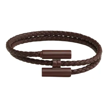 HERMES Calfskin Leather Bracelets Men's Brown
