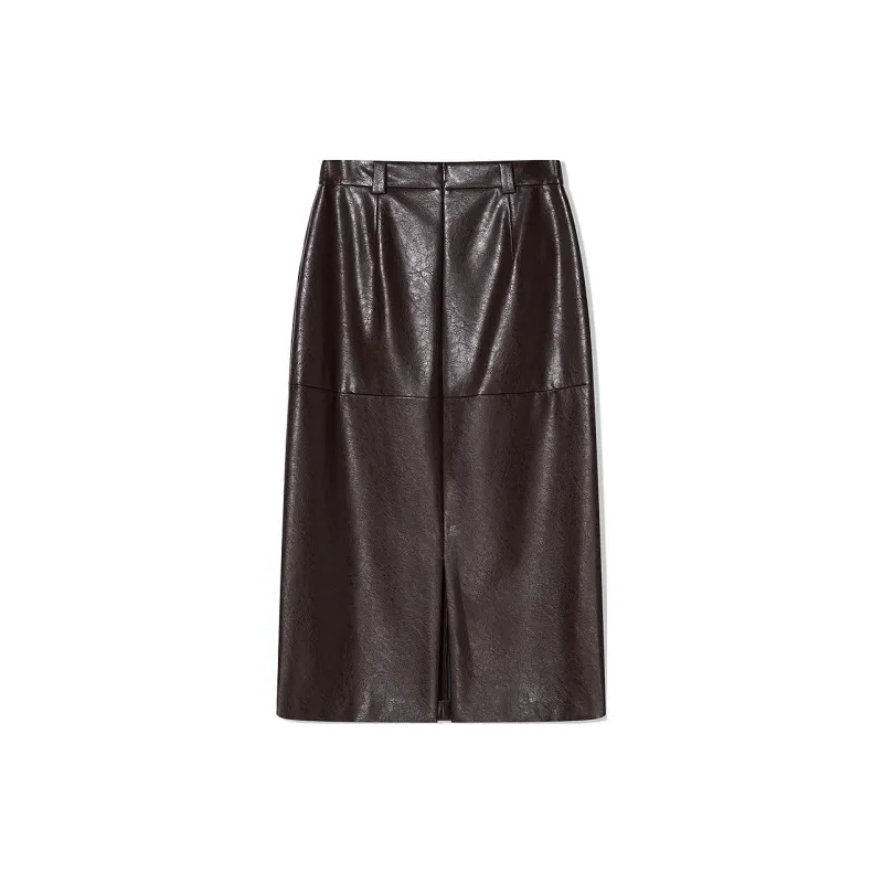 COVERINS Casual Long Skirts Women's Coffee-1