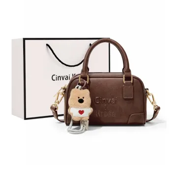 Simvay Clos Cow Leather Patchwork Synthetic Leather Shoulder Bags Handbags Women's Coffee/Brown