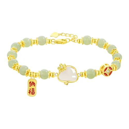 MOLADY Hetian Jade Bracelets Pale Greenish White Jade Women's