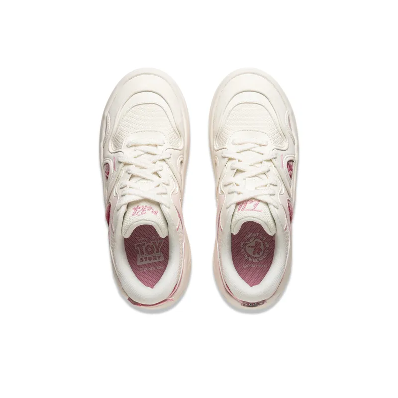 Disney x LiNing Cheese 3.0 Anti Slip And Wear Resistant Height Increasing Low Top Skateboard Shoes Women's White Pink-3