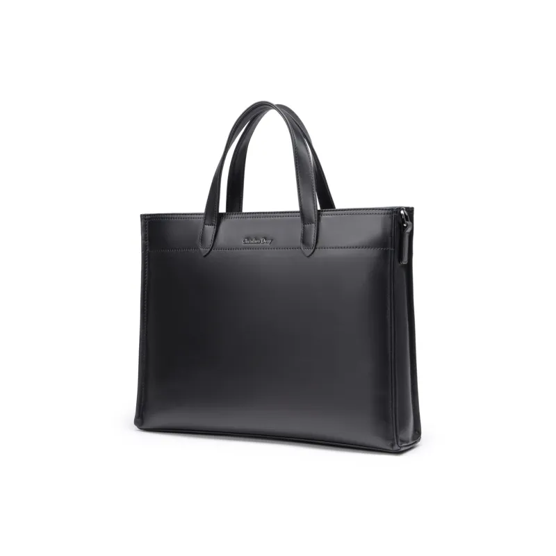 Chrisdien Deny Cow Leather Briefcase Regular Men's Black-2