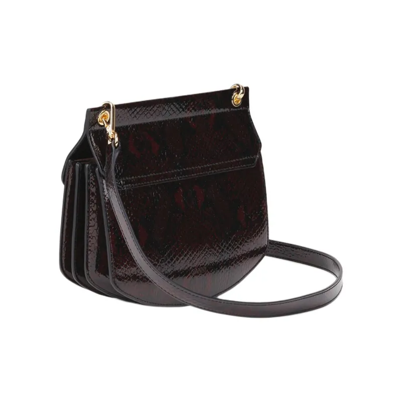 GANNI Recycled Leather Crossbody Bag Shoulder Bag Small Size Women's Burgundy-1