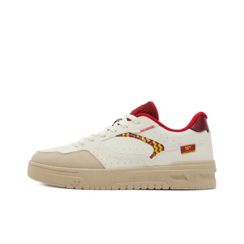 361° Coverage Slip Resistant And Abrasion Resistant Low Top Skateboard Shoes Men's Beige Red
