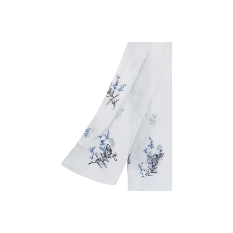 Shanghai Story 100% Mulberry Silk Scarves Women's If Flower Branch Collection-1