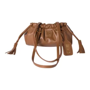 MIU MIU Leather Shoulder Bag Mini Women's Cognac