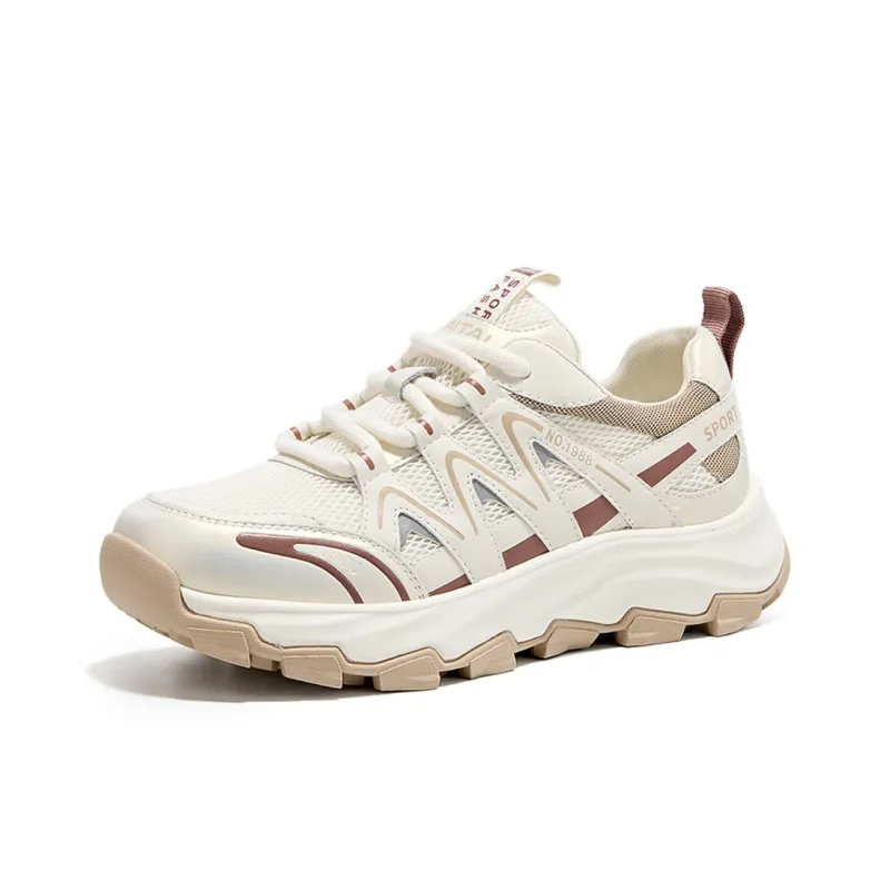 Ritai Low Top Chunky Sneakers Women's Beige Apricot-1