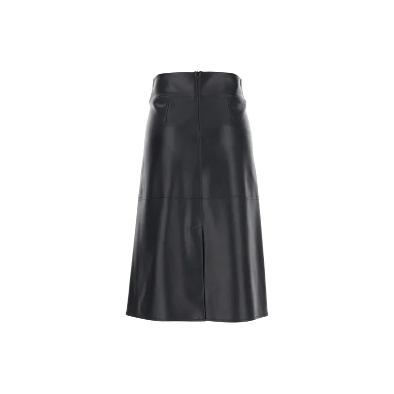 'S MAX MARA Leather Long Skirt Women's Black-1