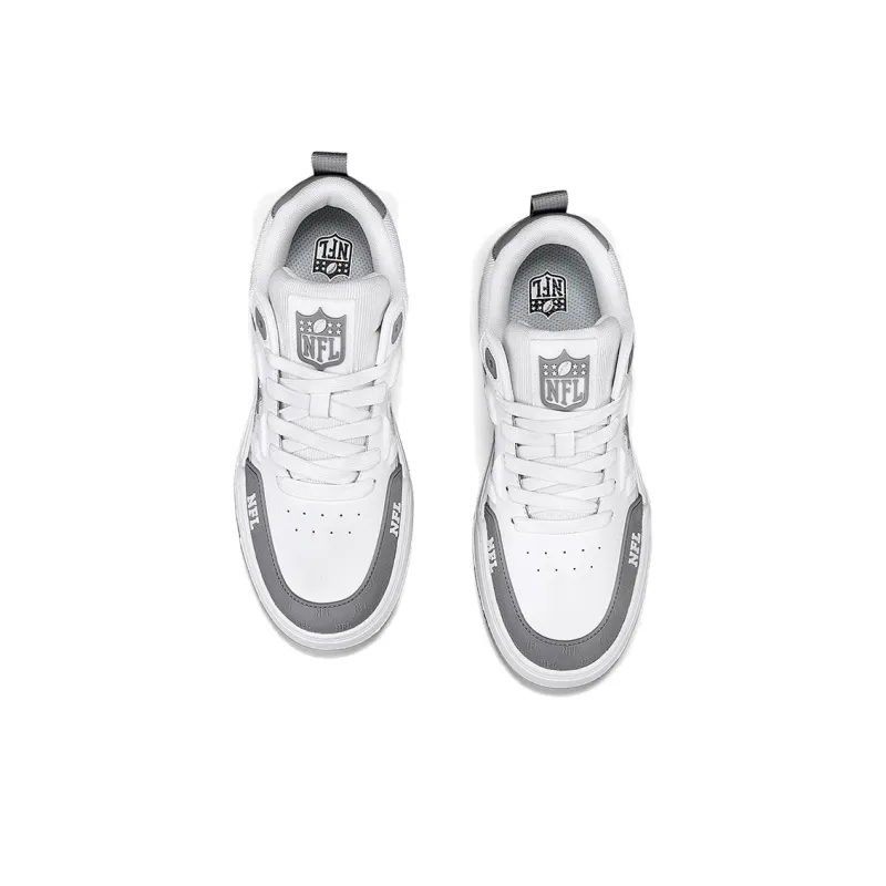 NFL Coverage Slip Resistant Cushioning Wear Resistant Lightweight Low Top Skateboard Shoes Unisex White Gray-3