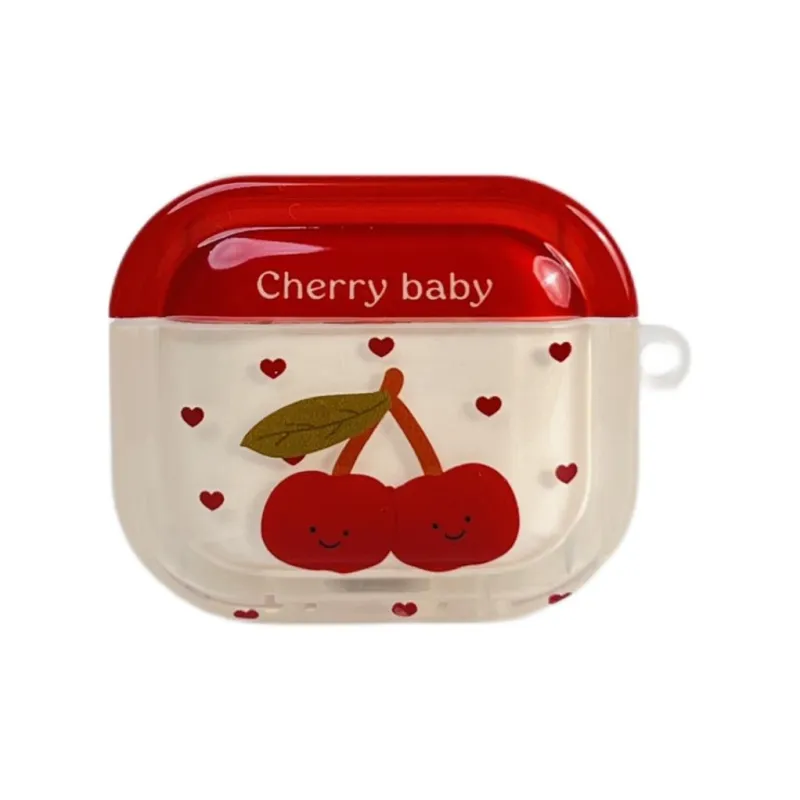 Sopi Compatibility With Apple AirPods 4/2/3/4th Generation/AirPods Pro/Pro 2 TPU Heart Cherry Pendant Headphone Cases-0