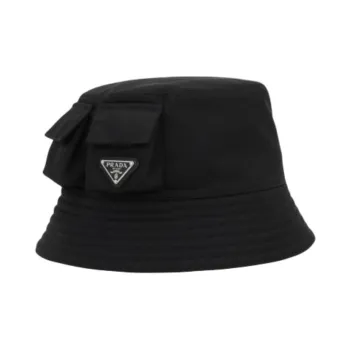 PRADA Polyamide, Metal Bucket Hats Men's Black
