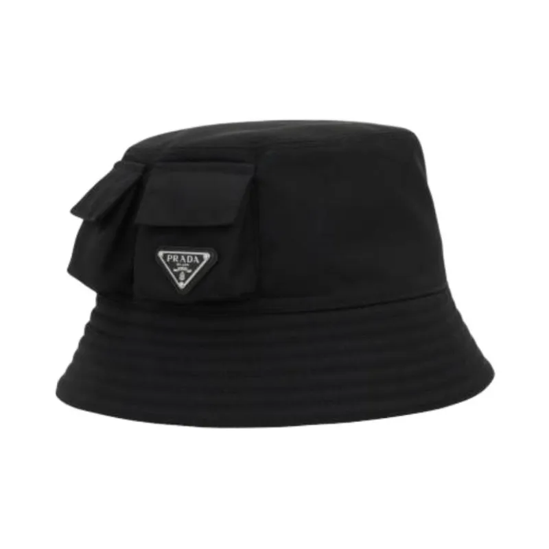 PRADA Polyamide, Metal Bucket Hats Men's Black-0
