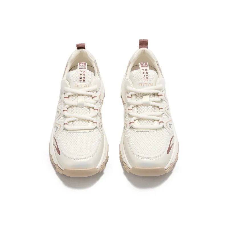 Ritai Low Top Chunky Sneakers Women's Beige Apricot-2