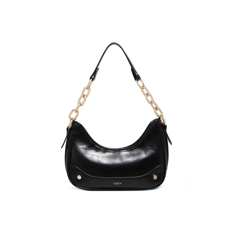 Safiya Synthetic Leather Handbag Shoulder Bag Women's Black-1