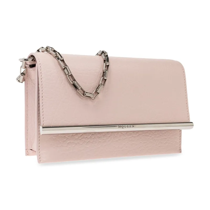 Alexander McQueen T Bar Lambskin Clutches Shoulder Bags Mini Women's Pink-1