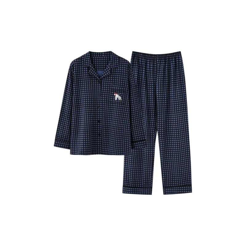XIAFENYAN Pajama Set Unisex Navy Blue-1