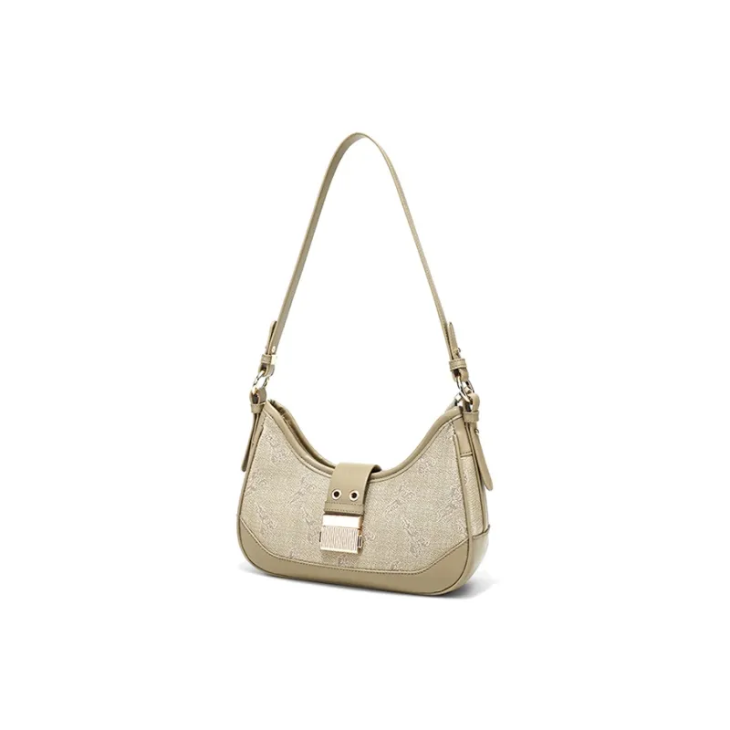 CLEVER& KETCH PU Crescent Bag Dumpling Bag Shoulder Bag Regular Women's Ecru/Coffee-7