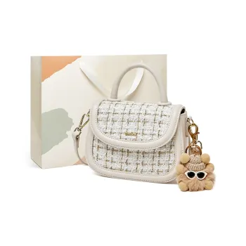 15 MINS Fabric Saddle Bag Handbag Women's Milkshake White/Midnight Black