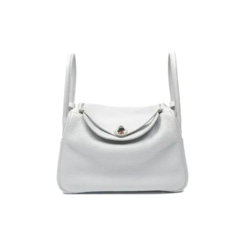 HERMES Lindy Clemence Bullock Leather Shoulder Bag Crossbody Bag Handbag Women's 8U Bleu Glacier Glacier Blue
