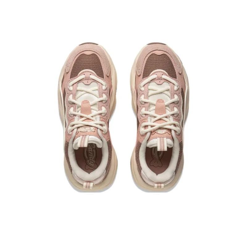 LiNing Honey 2 Slip-Resistant Cushioning Wear-Resistant Support Low-Top Casual Shoes Women's Brown Pink-3