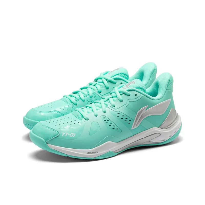 LiNing Anti Slip And Wear Resistant Coverage Low Top Badminton Shoes Unisex Fluorescent Ice Blue-1