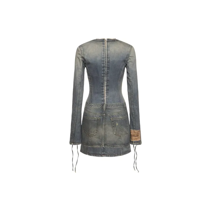 Acne Studios Laced Sleeve Mini Denim Dress-1