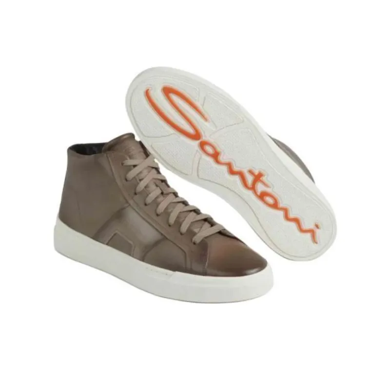 Santoni High Top Skateboard Shoes Men's Umber-4