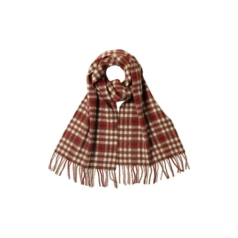 Red Bean 100% Wool Knit Scarves Women's-4