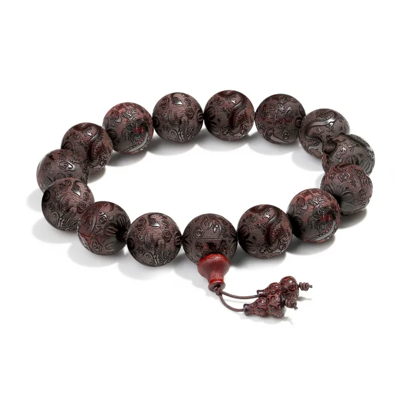 PUTUOSHANWENCHUANG Small Leaf Red Sandalwood Bracelets Unisex-1